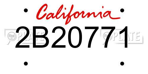 2B20771 California License Plate