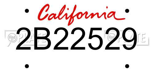 2B22529 California License Plate