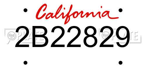 2B22829 California License Plate