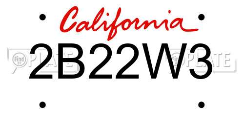 2B22W3 California License Plate