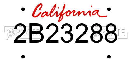 2B23288 California License Plate