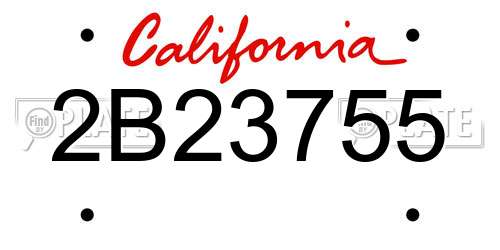 2B23755 California License Plate