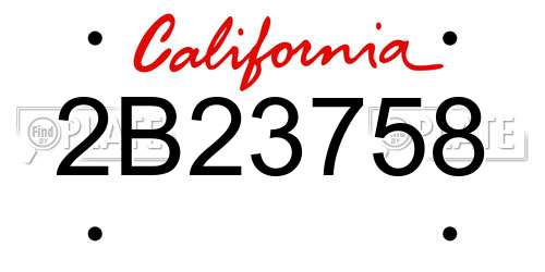 2B23758 California License Plate