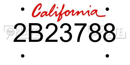 2B23788 California License Plate
