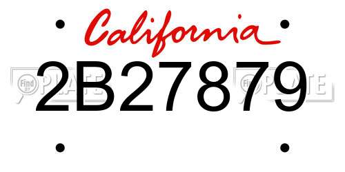 2B27879 California License Plate