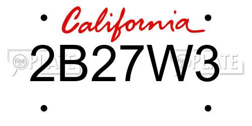 2B27W3 California License Plate
