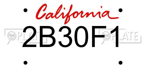 2B30F1 California License Plate