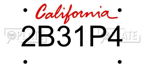 2B31P4 California License Plate