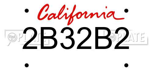2B32B2 California License Plate