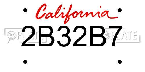 2B32B7 California License Plate