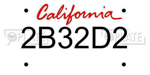 2B32D2 California License Plate
