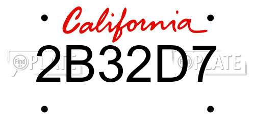 2B32D7 California License Plate