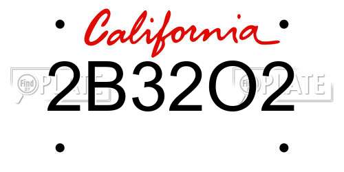 2B32O2 California License Plate
