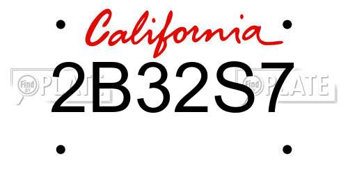 2B32S7 California License Plate