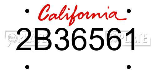 2B36561 California License Plate