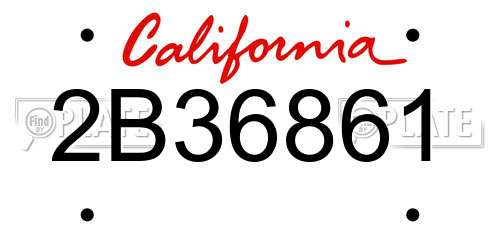 2B36861 California License Plate