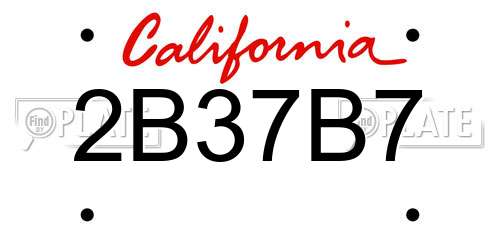 2B37B7 California License Plate