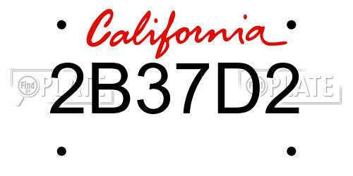 2B37D2 California License Plate