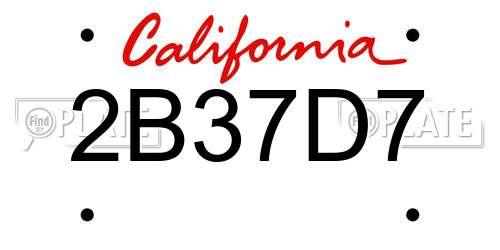 2B37D7 California License Plate