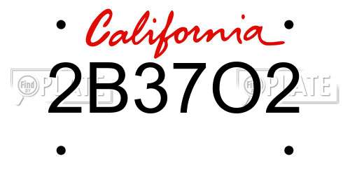 2B37O2 California License Plate