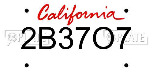 2B37O7 California License Plate