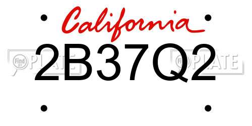 2B37Q2 California License Plate