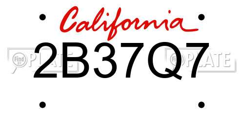 2B37Q7 California License Plate