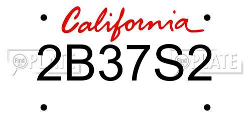 2B37S2 California License Plate