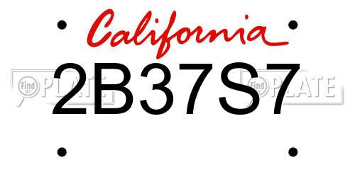 2B37S7 California License Plate