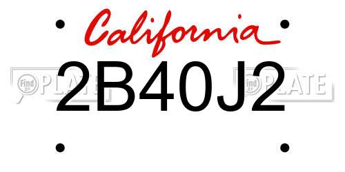 2B40J2 California License Plate