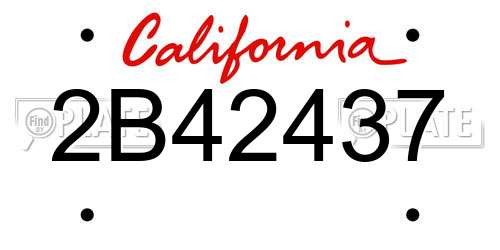 2B42437 California License Plate