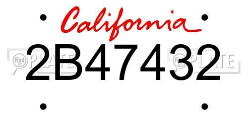 2B47432 California License Plate