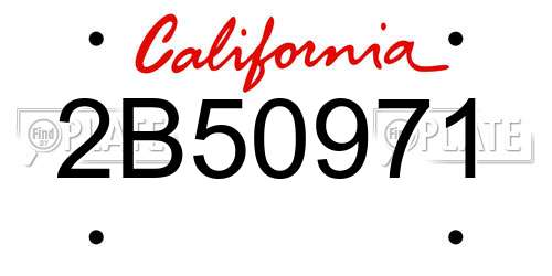 2B50971 California License Plate