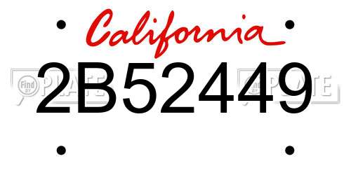 2B52449 California License Plate