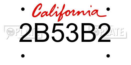 2B53B2 California License Plate