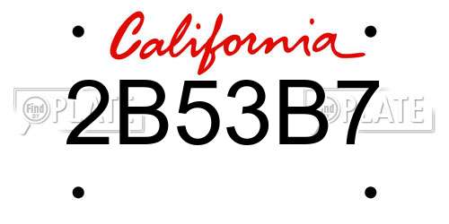 2B53B7 California License Plate