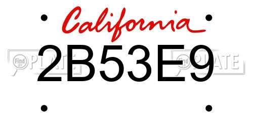 2B53E9 California License Plate