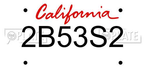 2B53S2 California License Plate