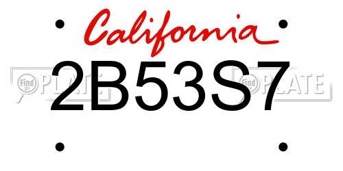 2B53S7 California License Plate