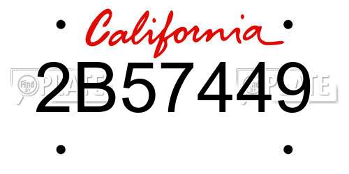 2B57449 California License Plate