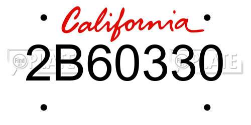 2B60330 California License Plate
