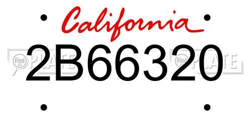2B66320 California License Plate