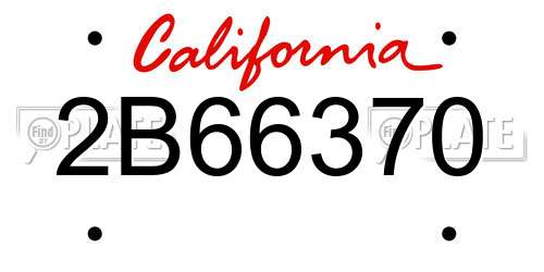 2B66370 California License Plate