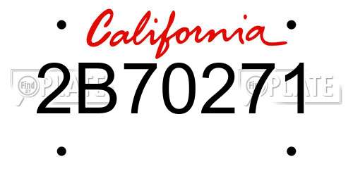 2B70271 California License Plate