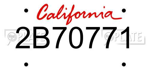 2B70771 California License Plate
