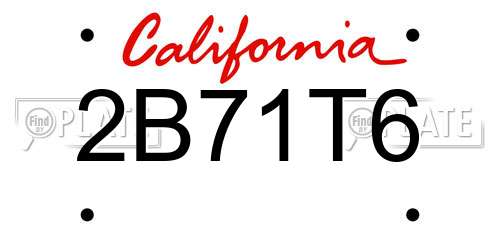 2B71T6 California License Plate