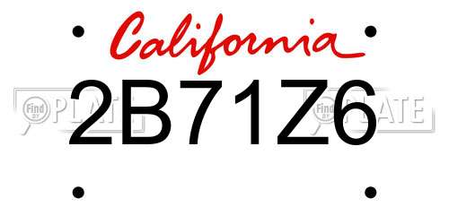 2B71Z6 California License Plate