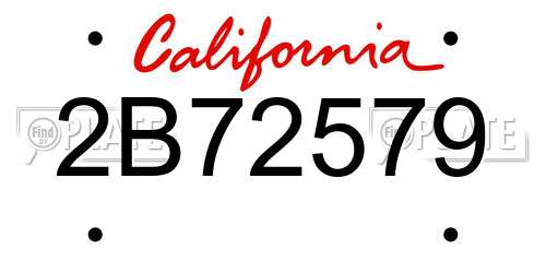2B72579 California License Plate