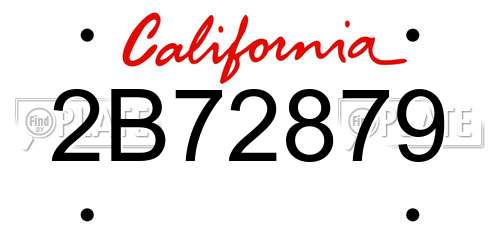 2B72879 California License Plate