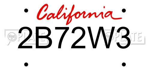 2B72W3 California License Plate